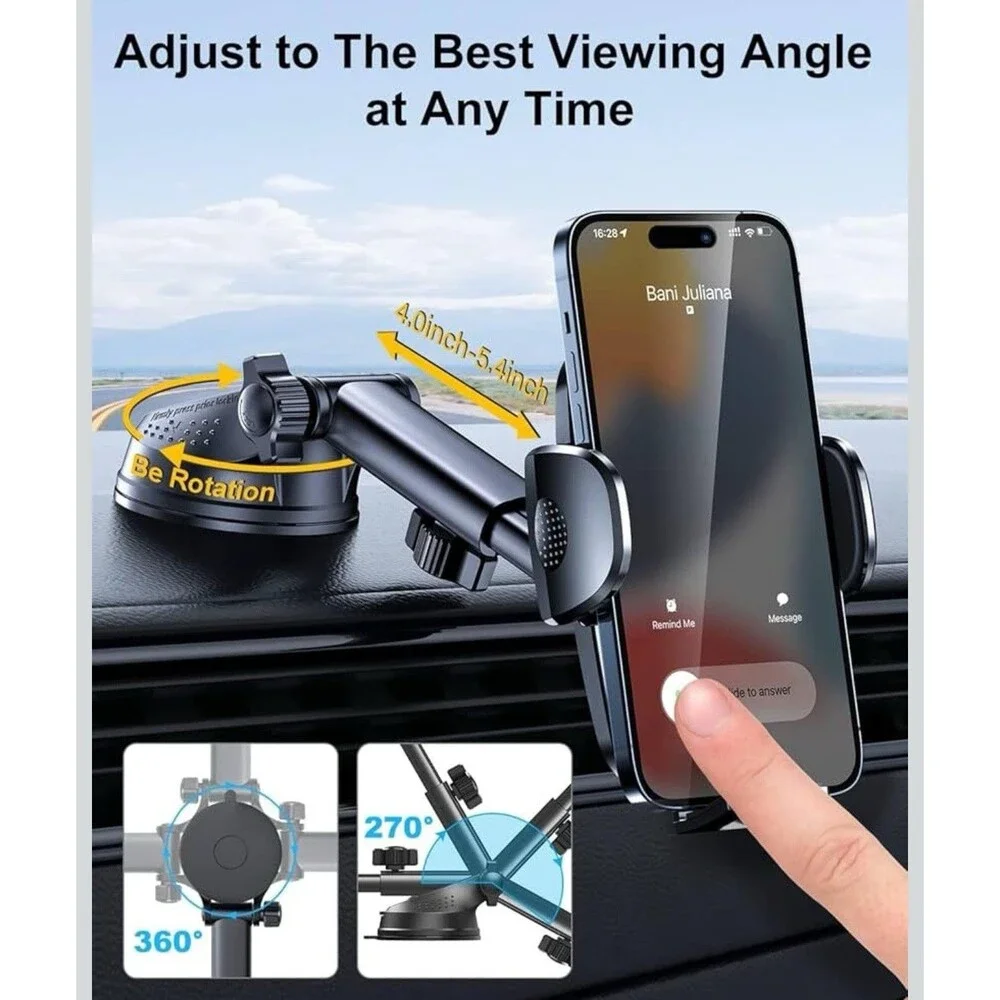 3-in-1 Phone Mount for Car [Most Stable and Flexible Suction Cup] Vent Dashboard